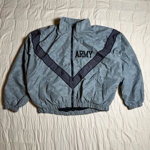 Vintage US Army Digital Camo Reflective Physical Fitness Jacket Wind Breaker L